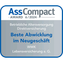 Ratingsiegel von AssCompact WWK hat die beste Abwicklung im Neugeschäft bei der bAV Direktversicherung