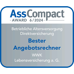 Ratingsiegel von AssCompact WWK hat den besten Angebotsrechner bei der bAV Direktversicherung