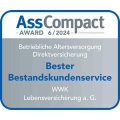 Ratingsiegel von AssCompact WWK hat den besten Bestandskundenservice bei der bAV Direktversicherung