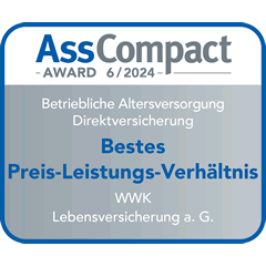 Ratingsiegel von AssCompact WWK hat das beste Preis-Leistungs-Verhältnis bei der bAV Direktversicherung