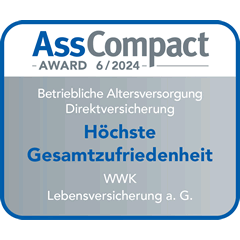 Ratingsiegel von AssCompact WWK hat die höchste Gesamtzufriedenheit bei der bAV Direktversicherung
