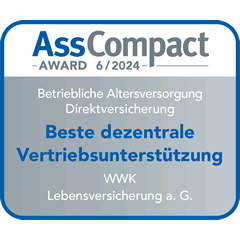 Ratingsiegel von AssCompact WWK hat die beste dezentrale Vertriebsunterstützung bei der bAV Direktversicherung