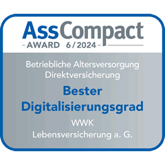 Ratingsiegel von AssCompact WWK hat den besten Digitalisierungsgrad bei der bAV Direktversicherung