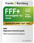Ratingsiegel von Franke und Bornberg FFF+ hervorragend für die WWK Hausratversicherung plus