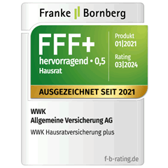 Ratingsiegel von Franke und Bornberg FFF+ hervorragend für die WWK Hausratversicherung plus