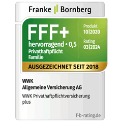 Ratingsiegel von Franke und Bornberg FFF+ hervorragend für die WWK Privathaftpflichtversicherung plus