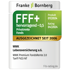 Ratingsiegel von Franke und Bornberg FFF+ hervorragend für die WWK Premium FondsRente 2.0