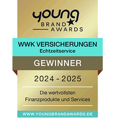 Ratingsiegel des Young Brand Awards die WWK gewinnt beim Echtzeitservice
