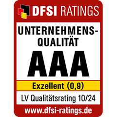 Ratingsiegel des DFSI Ratings die WWK hat die Unternehmensqualität AAA also Exzellent