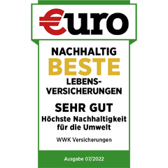 Ratingsiegel von EURO die WWK ist nachhaltig sehr gut hat eine sehr gute Nachhaltigkeit für die Umwelt