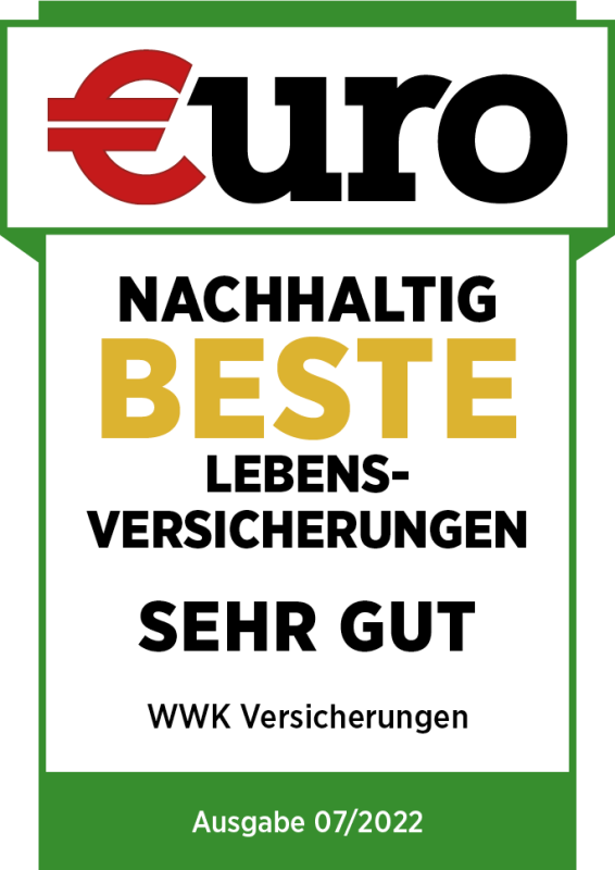 Ratingsiegel von EURO die WWK ist nachhaltig die beste Lebensversicherung also sehr gut